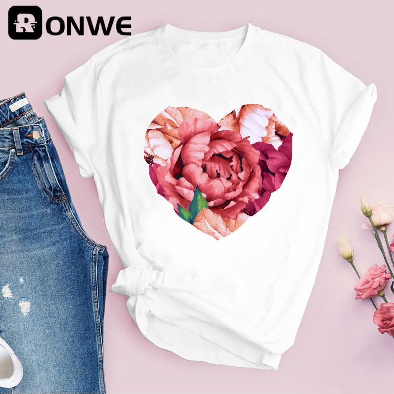 Women Graphic Flower Floral 3D Print T-shirt Girl Funny 90S Print Tops Tee Drop Shipping T-Shirts