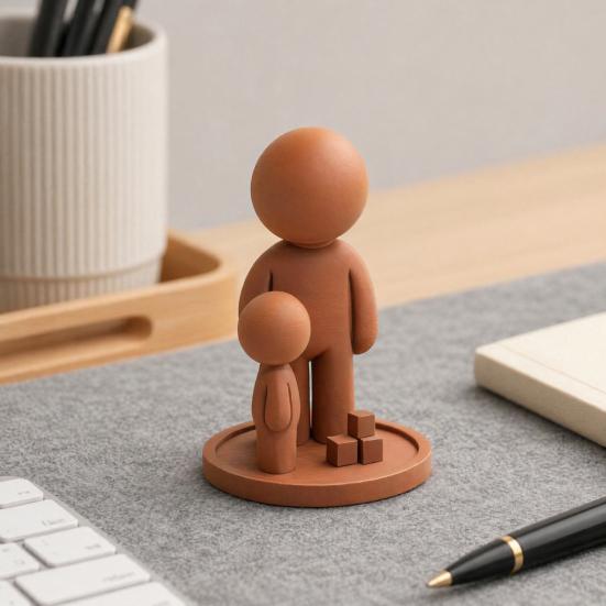 Son To Dad Appreciation Gift 3D Printed Father And Figurine, Sculpture, Creative Idea Child Figurine for Home Decor Father's Day Gratitude Love