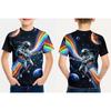 Boys Future Space T-Shirt Short Sleeve Vibrant Astronaut Cosmos Prints Breathable Machine-Washable For Spring-Autumn Outdoor