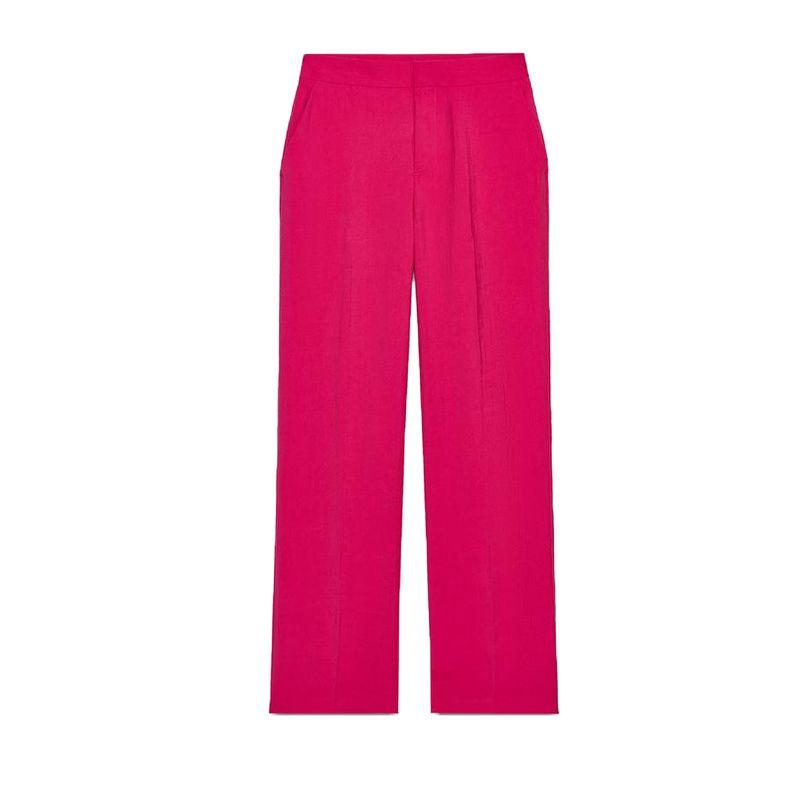 Wrinkle Effect Lapel Long Sleeve Blazers 8372468 Straight High Waist Casual Trousers 8372568