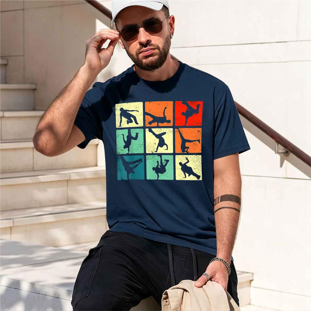 Funny Break Dancing B Poses Retro Vintage Hip Hop T Shirts Unisex Streetwear Tee Shirt Short Sleeve Unisex Loose Clothing New
