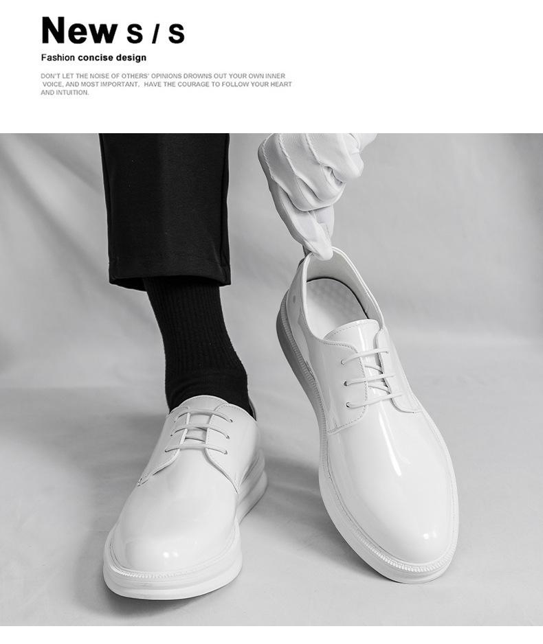 Autumn New Pointed Toe Patent Leather Lace-up Formal Casual Men's Shoes, Large Size.