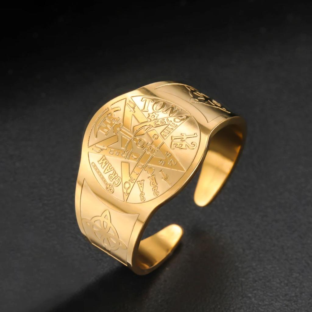 Likgreat Celtic Pentagram Ring For Women Men Pagan Wiccan Open Rings Stainless Steel Jewelry Spiritual Gift For Protection Spell