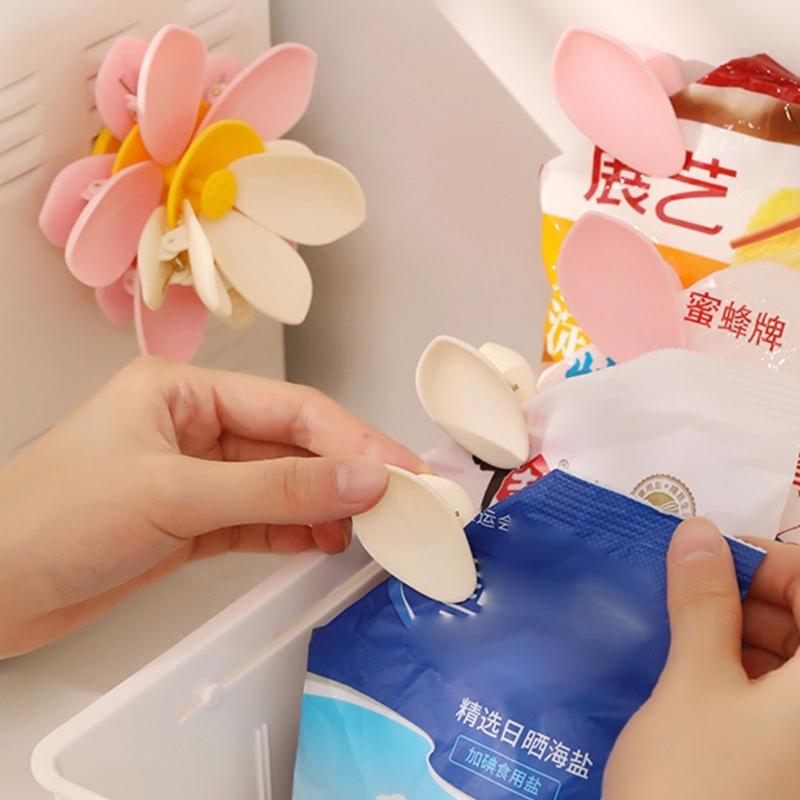 Double Layer Magnetic Sealing Clip for Food Storage Bags With Refrigerator Magnet and Flower Designs