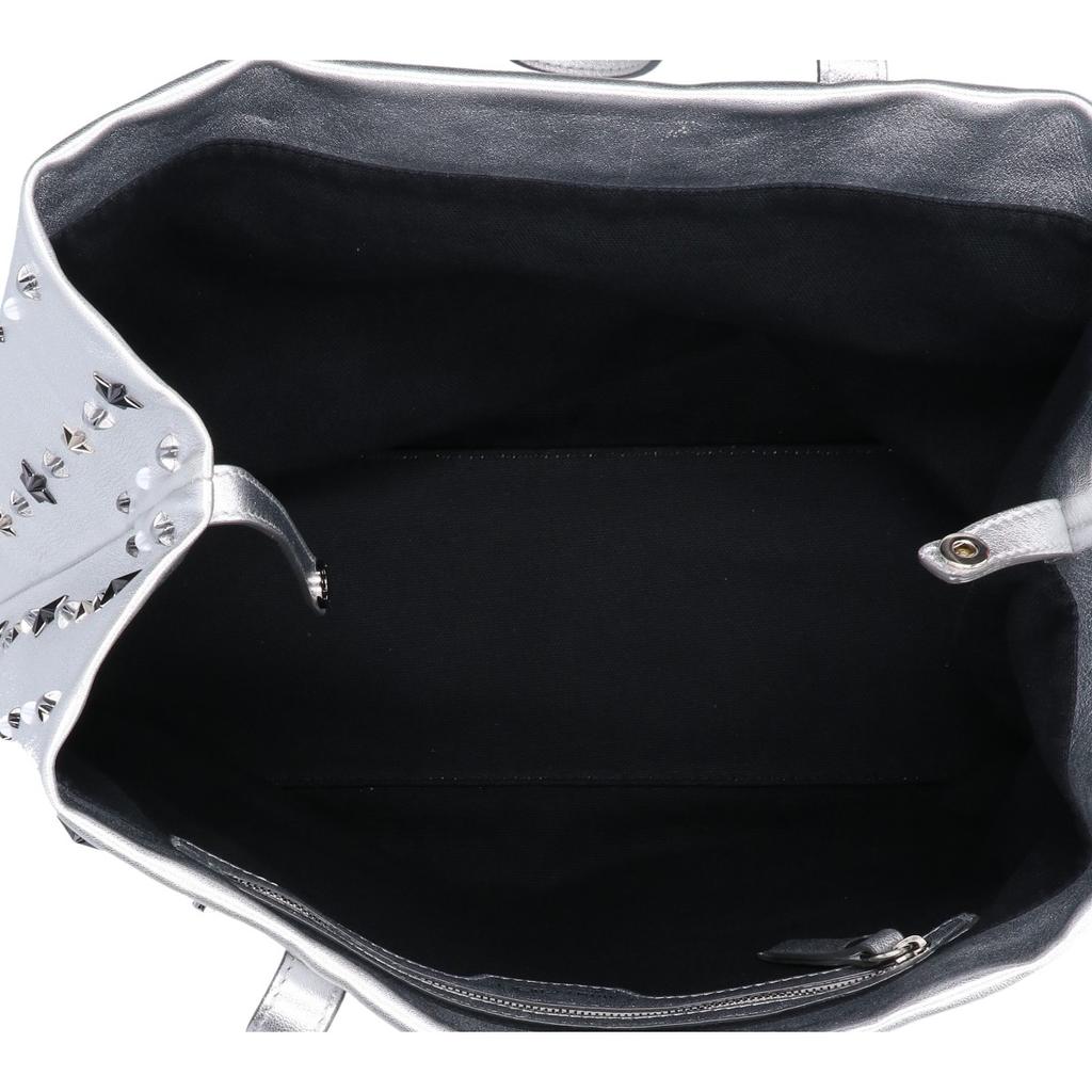 JIMMY CHOO SOFIA Star Studs Leather Tote Bag SilverUsed