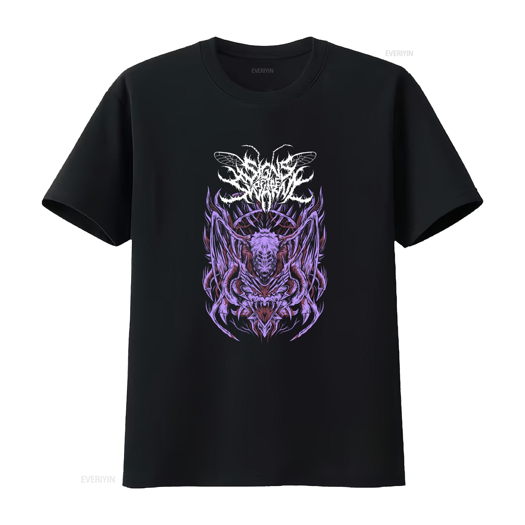 

Sign of the Swarm T shirt Metal Music Merch Cotton Unique Purple Alien Design vintage Washed Casual Top For Everyday Wear Soft 4XL