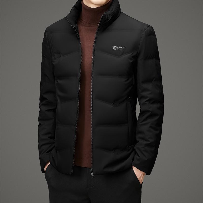 

Новые осенние и зимние мужские пуховики, модные, повседневные, универсальные, для пап среднего возраста, воротник-стойка, теплые пуховики M