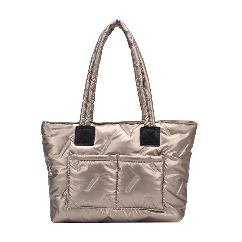 Large-capacity cotton clothing bag women's 2025 new Korean version solid color simple women's shoulder messenger bag commuter tote bag