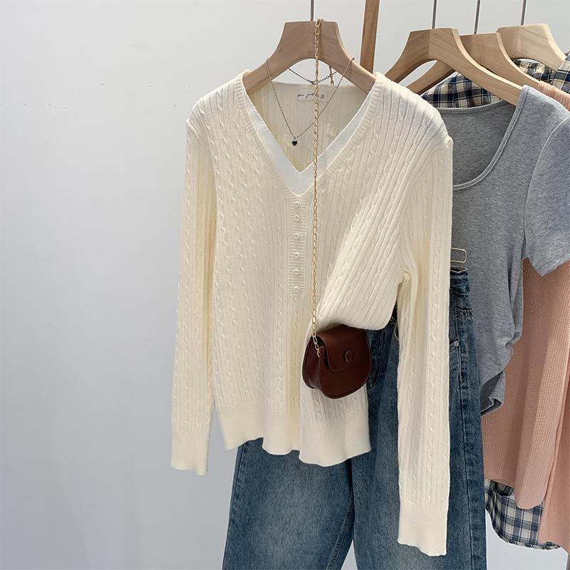 

Две трикотажные базовые футболки с V-образным вырезом и фактурным плетением — это новые высококачественные топы в студенческом стиле для женского осенне-зимнего гардероба. one size абрикосовый