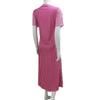 Summer Women Dress V-Neckline Side Split A-line Comfortable Fit Short Sleeves Striped Print Pullover Ankle Length Vacation Beach Maxi Dress
