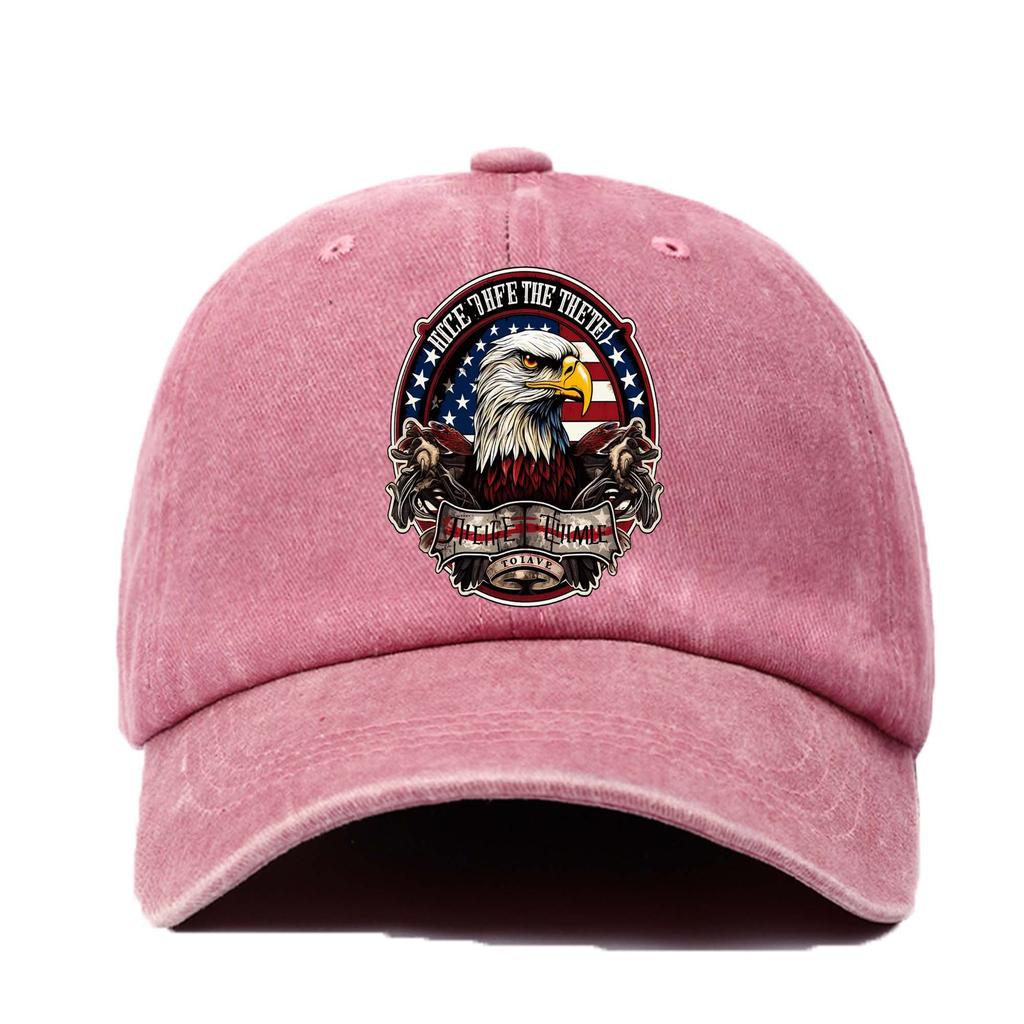Adjustable Retro with American Flag Eagle Print Breathable Washable Hat Suitable for Casual Casual Attire Hand Washable