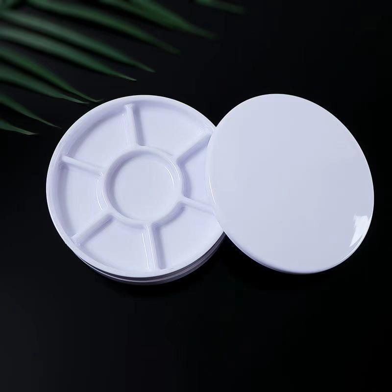 

Round Acrylic Watercolor Palette with Lid, Seven Grids, for Students - Imitation Porcelain White, Ideal for Chinese Painting