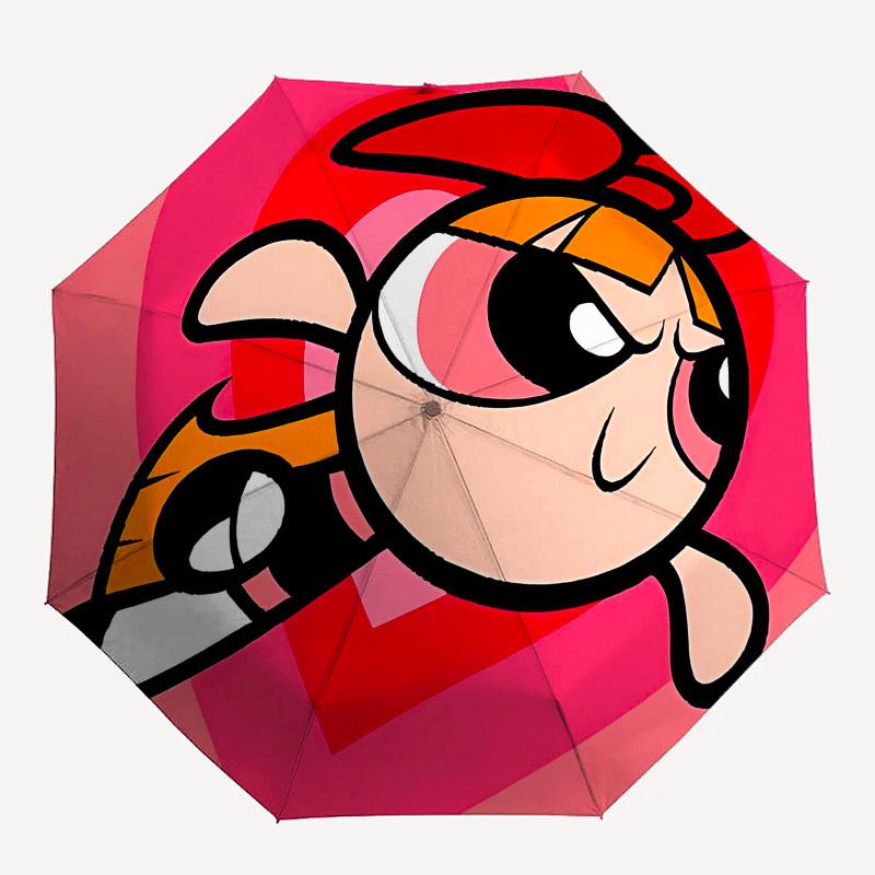 Powerpuff Girls, Blossom Automatic Opening and Closing, 8 rib Structure Portable Umbrella, Suitable for Men and Women in All Seasons  Perfec