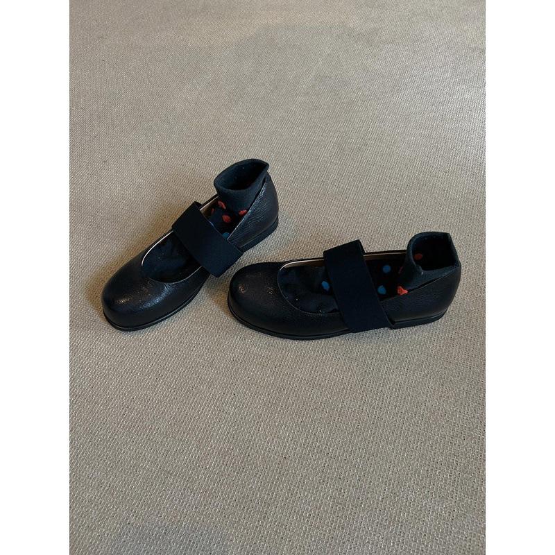 Sheepskin version~ Mary Jane shoes women's ballet style shallow mouth flat-soled single shoes genuine leather retro round head one-pedal small leath