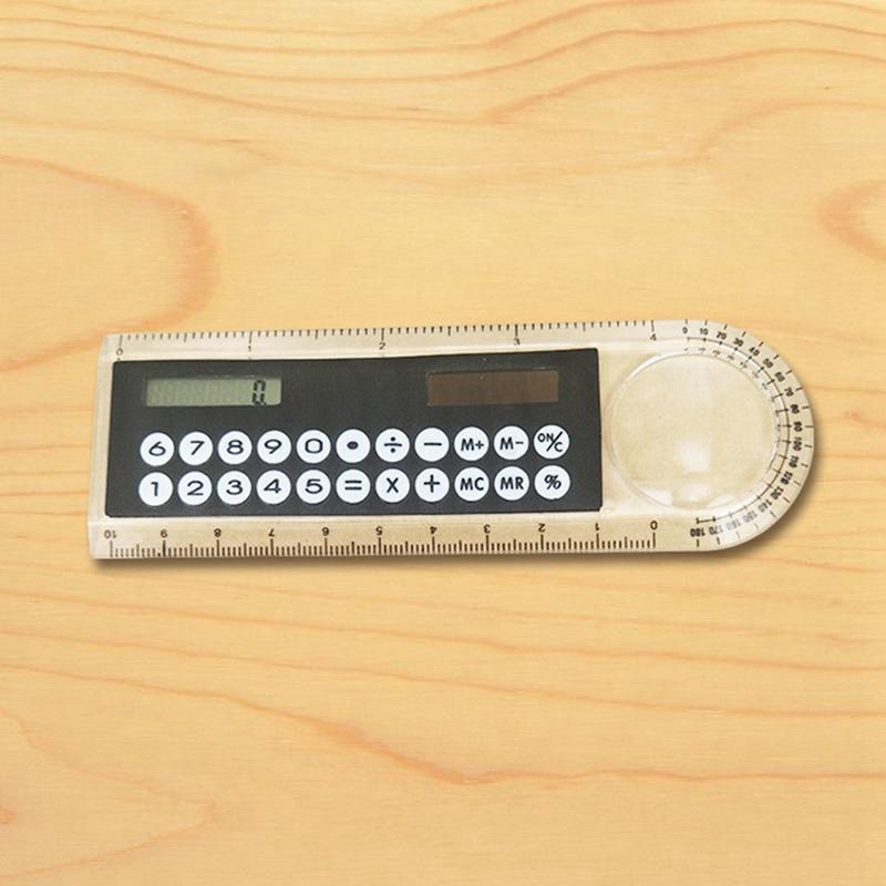 Regla solar Regla de 10 cm Mini calculadora digital 2 en 1 Papelería para niños Regalos de oficina escolar