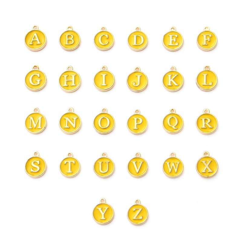 26Pcs A-Z English Letters Alloy Enamel Pendants Number Alphabet Charms For DIY Bracelet Necklace Jewelry Making Accessories