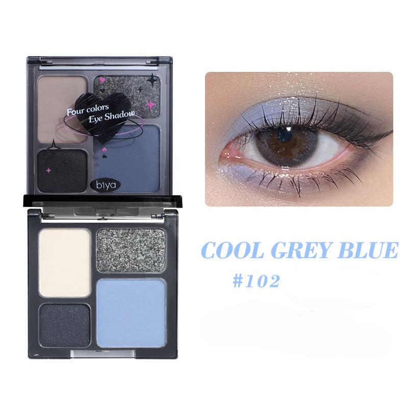 Cool Four-color Eyeshadow, Matte Pearly Shimmer, Dark Goddess Eyeshadow