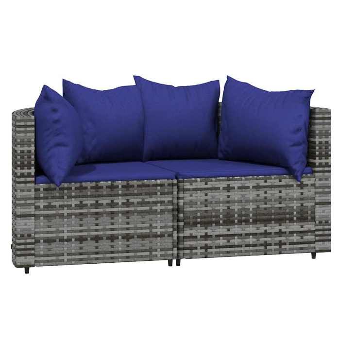 VidaXL Salon de jardin 3 pcs avec coussins Gris Résine tressée, ensemble de salon d'extérieur, ensemble de mobilier 319855