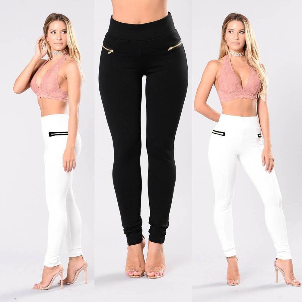 Sexy Women Casual Slim Skinny Pants With High Waist And Stretch Polyester Fabric