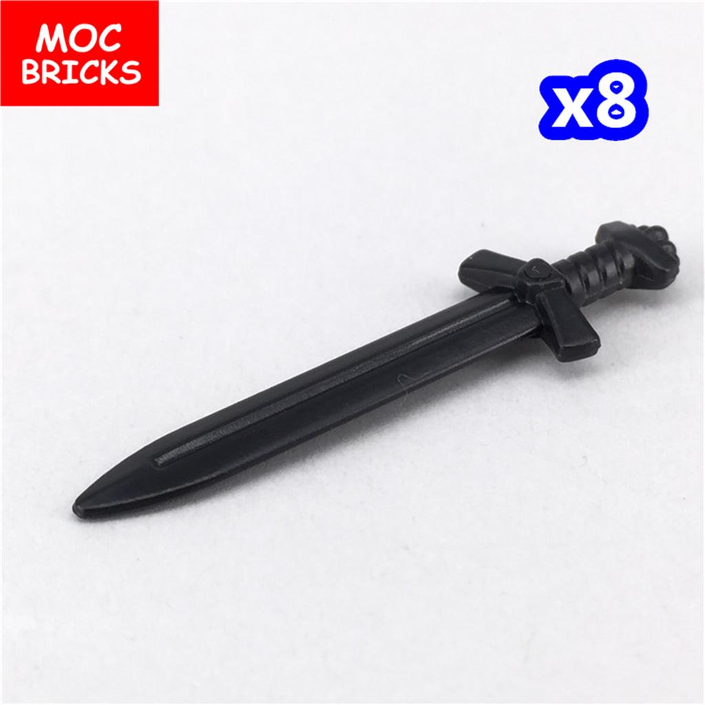 MOC Bricks Black Sword Shield Spear Halberd Helmet Medieval Knights Rome Action Figure Educational Building Block Gifts