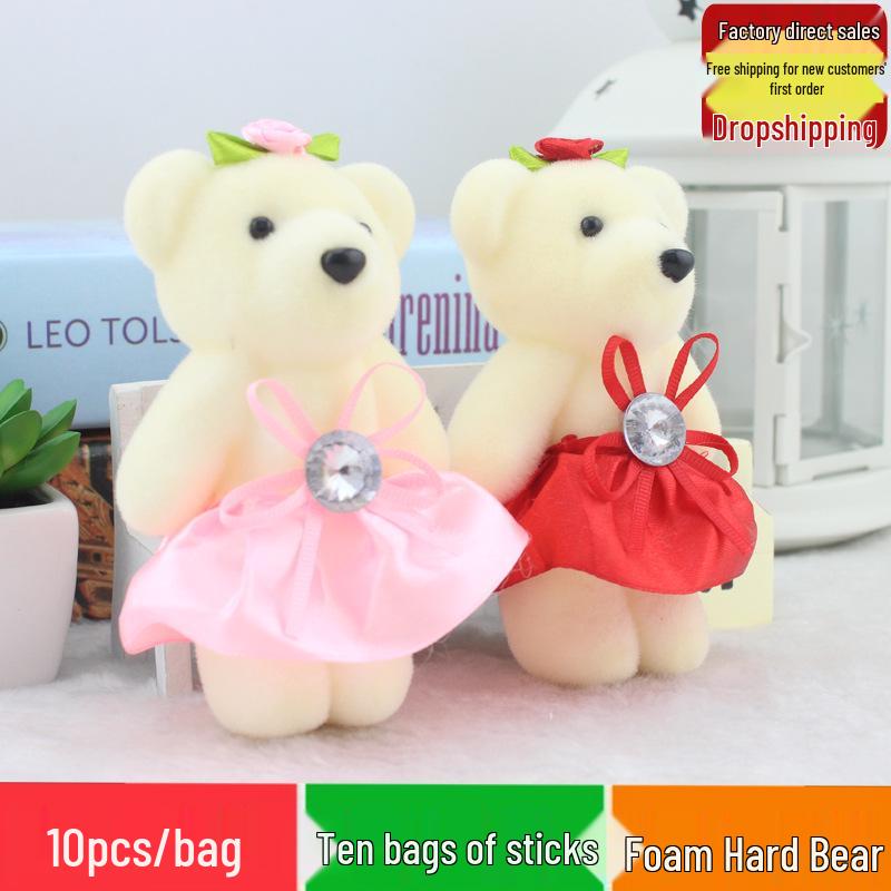 

Cartoon Bouquet Doll Packaging Bag for Gifts - Foam Bear & Flower Combo Foam Hard Bear [Height 10 cm]