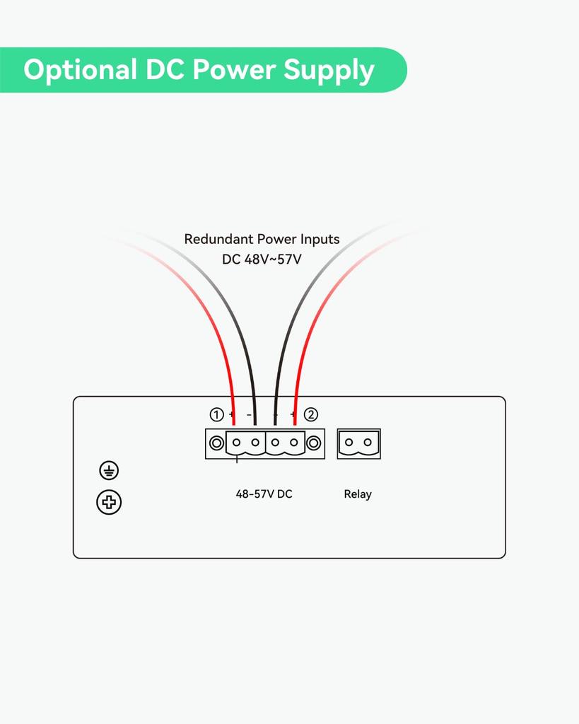 LINOVISION Industrial Gigabit BT90W PoE Switch and PoE Optional DC Power SFP DIN Rail PoE Powered Switch Support 820 Feet Long Range PoE 4-Port
