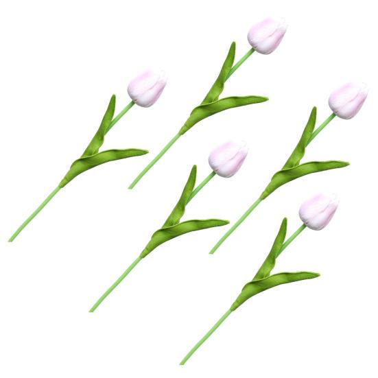 

5 шт. Искусственный Тюльпан из ПУ с Реалистичным Касанием Букет из Искусственных Цветов Искусственная Цветочная Композиция для Свадьбы Весеннего Домашнего Офиса Декора Вечеринки светло-розовый