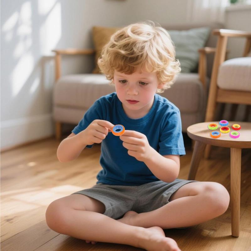 6Pcs Rotating Fidget Ring Finger Spinner for Kids Birthday Party Favors Pinata Filler Classroom Gifts Stress Relief Sensory Toy