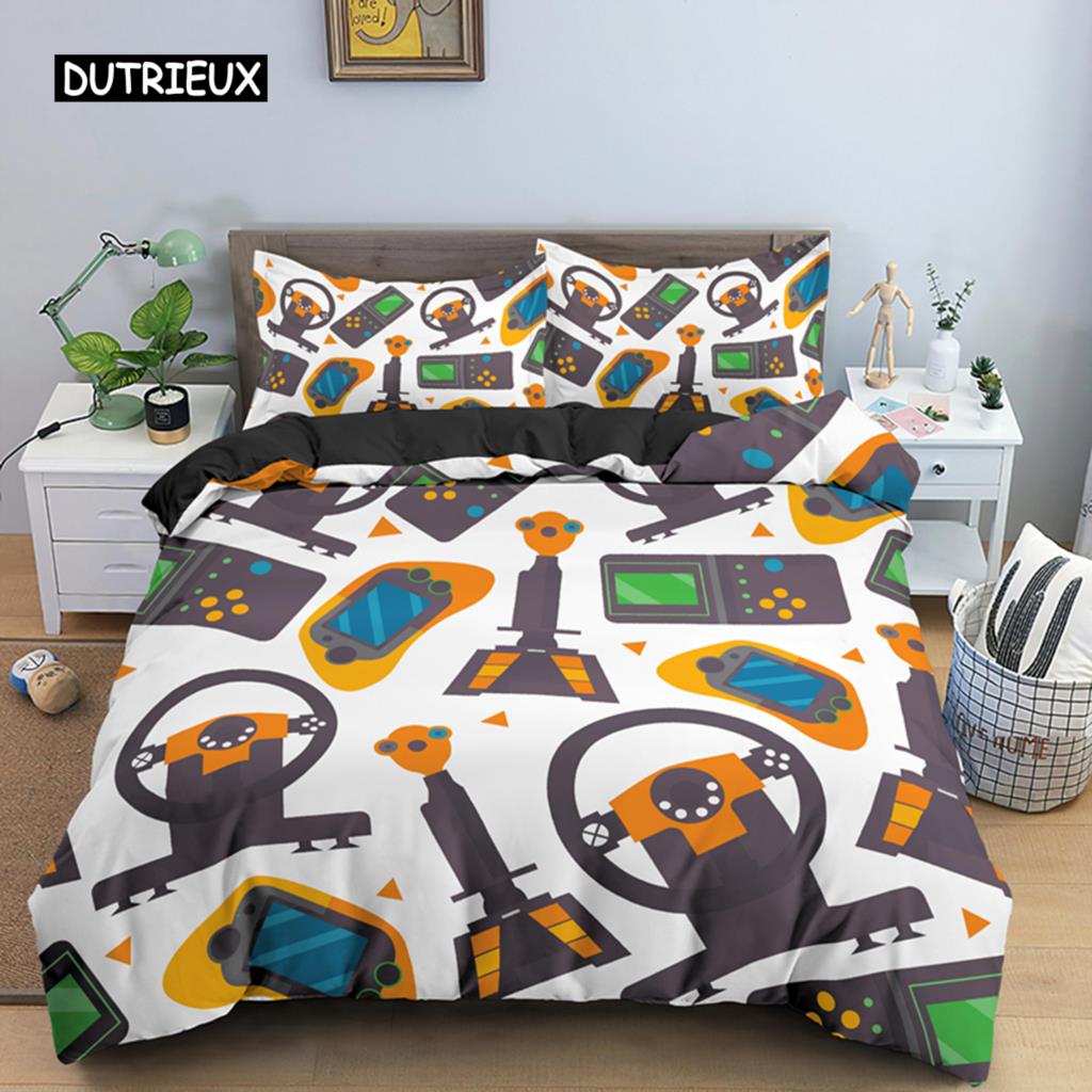 Gamer-Bettwäsche-Set für Jungen, Gamer-Bettdecke, Bettbezug, Gaming-Themen-Schlafzimmerdekor, Einzel- und Kingsize-Polyester-Bettwäsche-Set, Heimtextilien