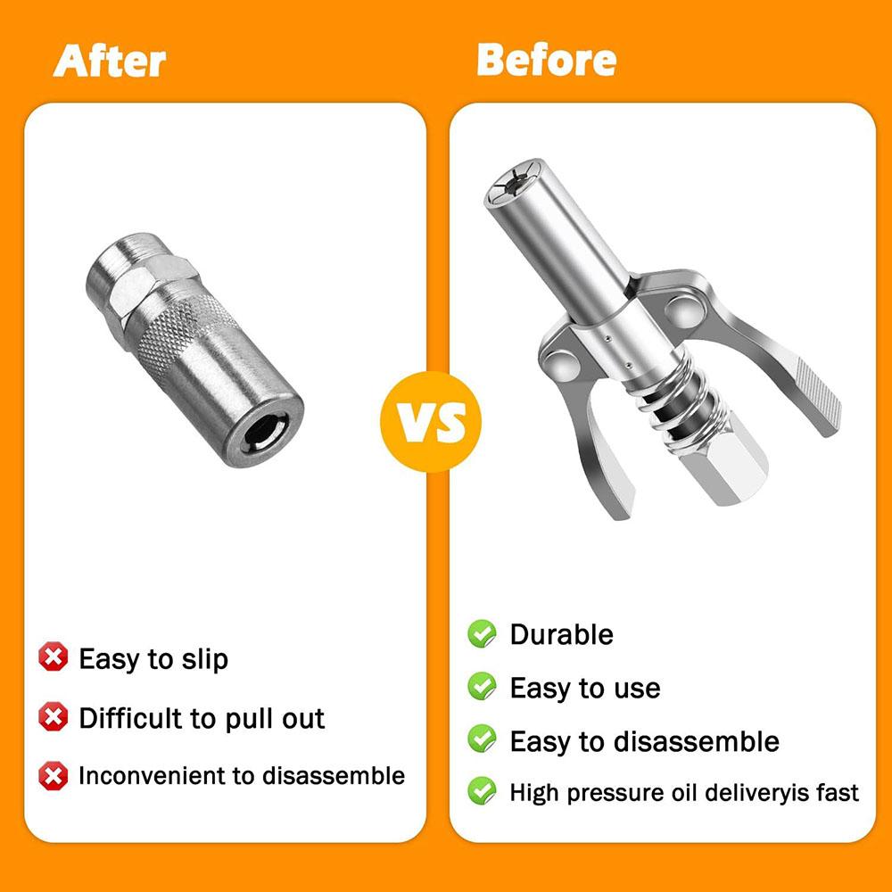 2x Grease Coupler High-Pressure Quick Release Lock Oil Injection Nozzles 3.66in