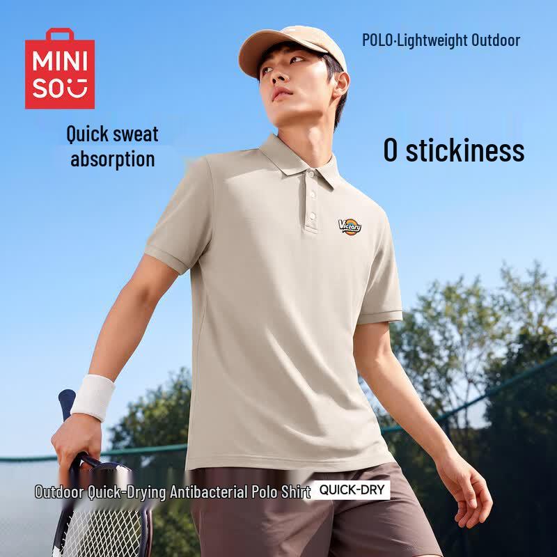 

MINISO Men s Cool-Touch Antibacterial Ice Silk Short-Sleeve Polo Shirt M