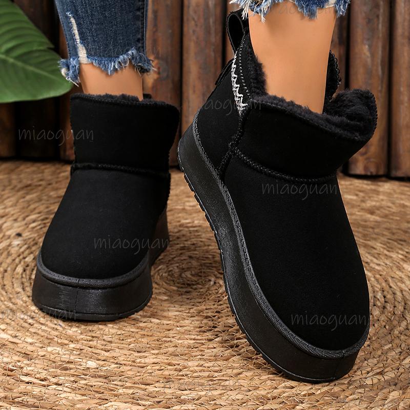 Fashion Winter Thicken Plush Snow Boots Women Side Zip Thick Sole Non Slip Cotton Padded Shoes Comfort Platform Ankle Boots Size 36 42