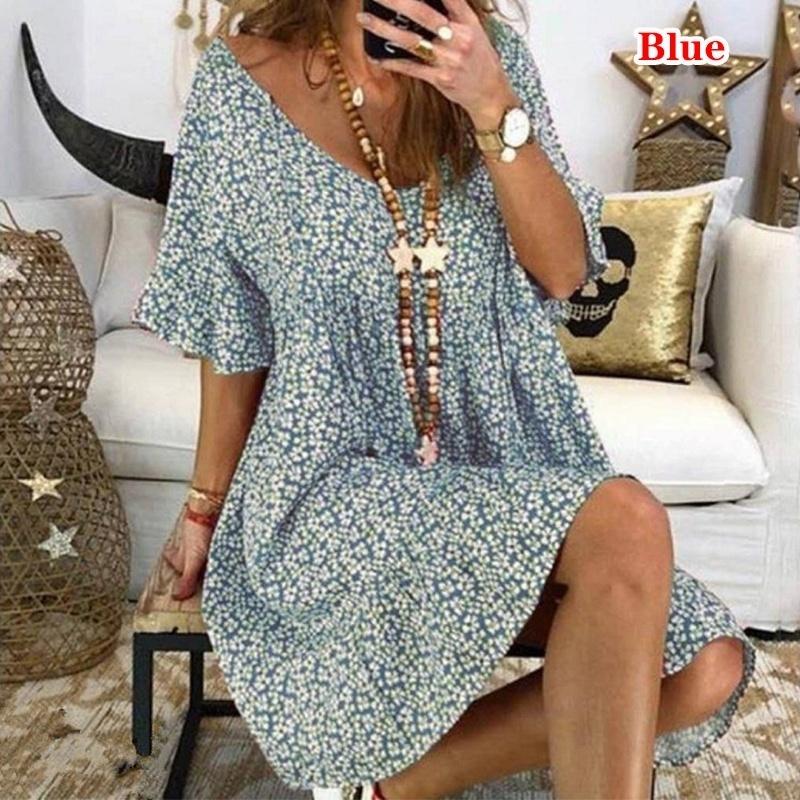 Short Sleeve Casual Loose Dress Women 