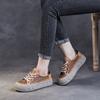 Fashion Fashion Women Flat Platform Shoes Summer Hollow Out Breathable Lace-Up Casual Sneakers Women Versatile Board Shoes Beige