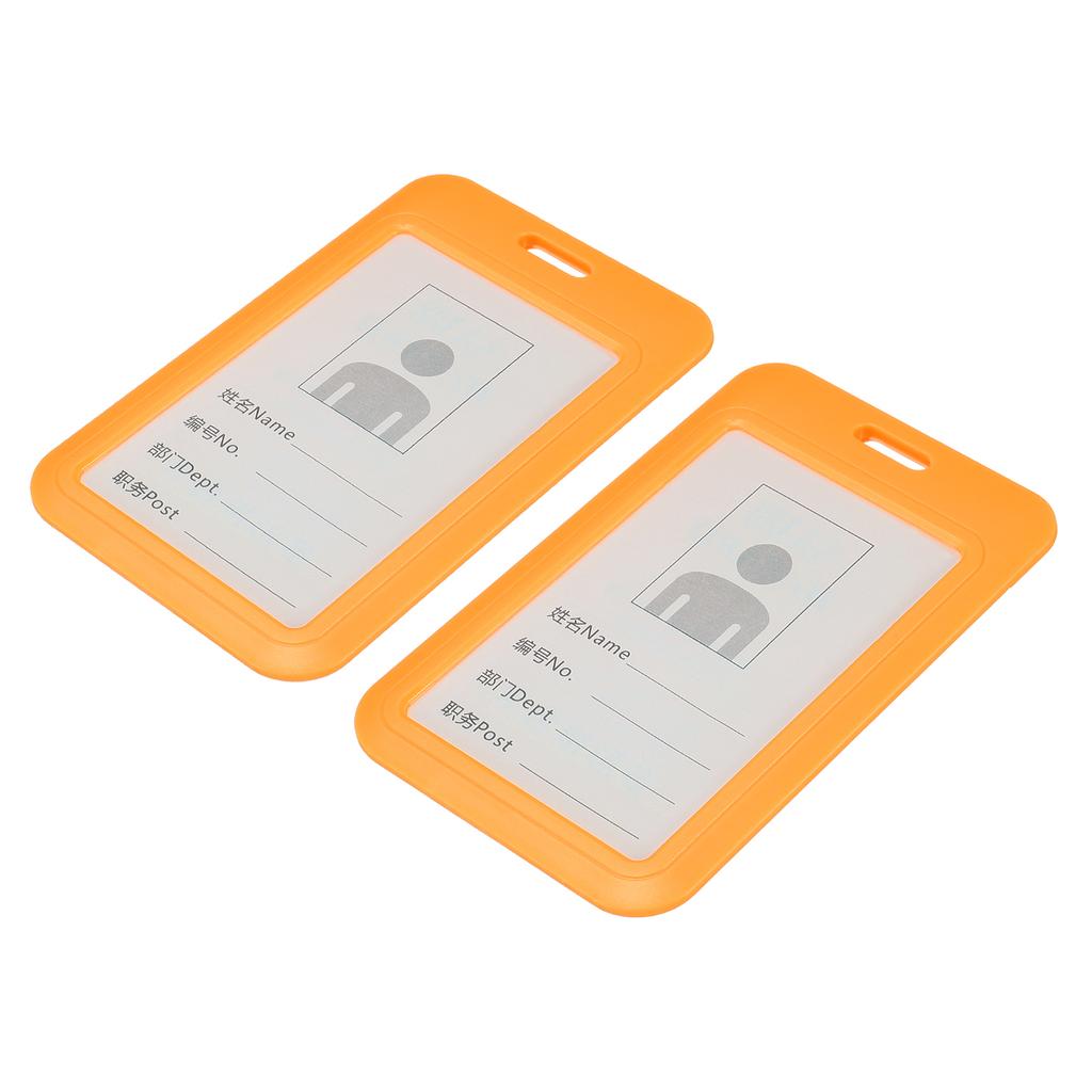 2Pcs ID Badge Holder 4.3x2.8 Inch Vertical Name Tags ABS Plastic Slide Cover Waterproof Work Card Holder In Offices Exhibitions