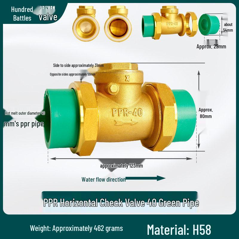 Brass Check Valve: PPR 20 4-point, 25 6-point, 1 Inch 32 Hot Melt Horizontal One-way Anti-backflow Water Pipe.