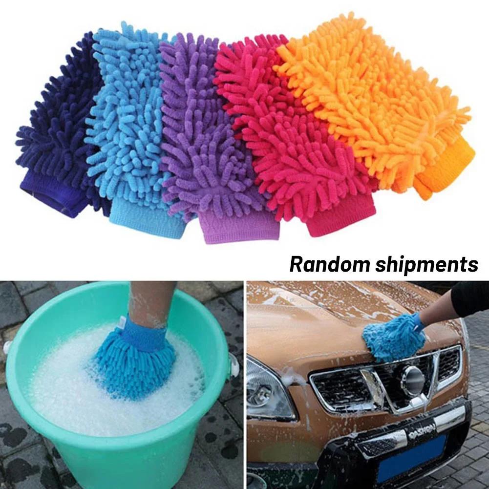 1pcs Double-sided Microfiber Washable Cars Washing Glove Thick Care Handguard Glove Detailing Brush Towel Car Wash CleanTools