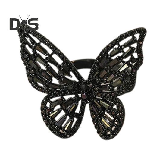 

Женское кольцо в форме бабочки со стразами, регулируемое открывающееся кольцо для банкета, вечеринки, свадьбы, ювелирные изделия