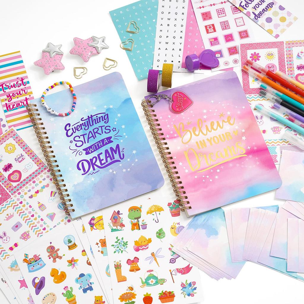 DIY Sada na deník pro dospívající dívky: Dárková krabička se scrapbookingovými samolepkami k narozeninám Deníková sada