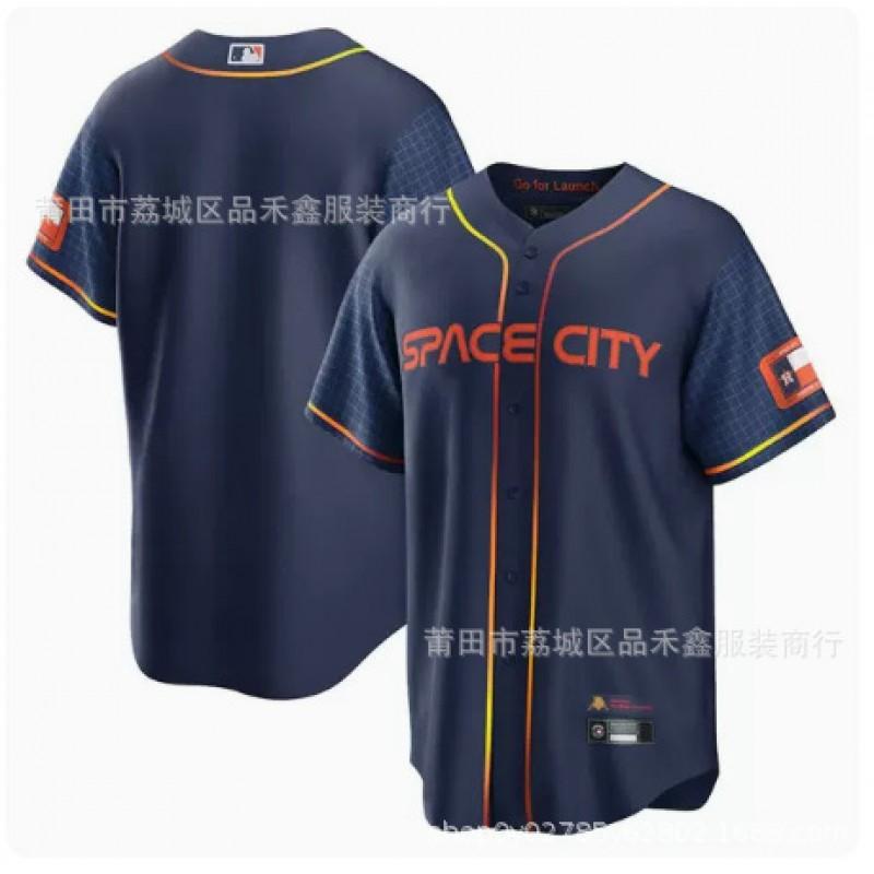 Mens Houston Astros 3 Pena Baseball Jersey Short Sleeve Embroidered Fan Tee Cotton Sport Shirt
