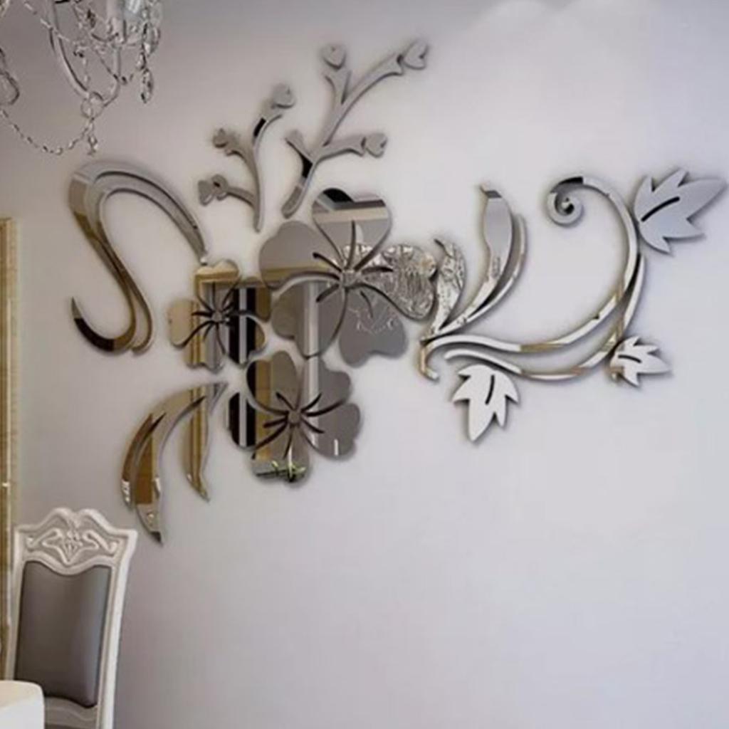 Acrylic Mirror Wall Sticker Removable 3D Wall Decal for Living Room Bedroom Bathroom Studio