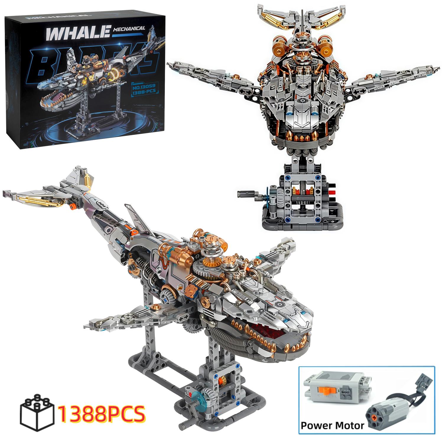 Professional Fishing Light Moc Mechanical Whale Building Block Model Bricks With Diy Desktop Decoration Kids Toys Christmas Birthday Gifts Toy