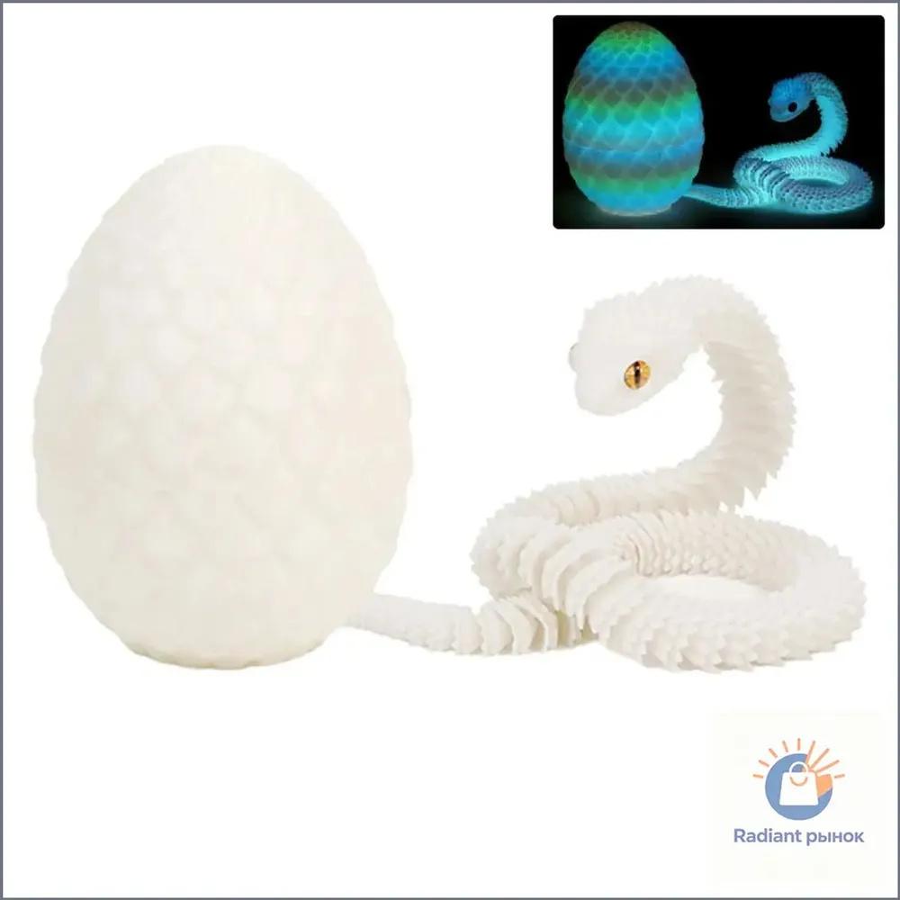 3D Printed in the Dark Snake Figurine Model Decorative Collectible One Size белый
