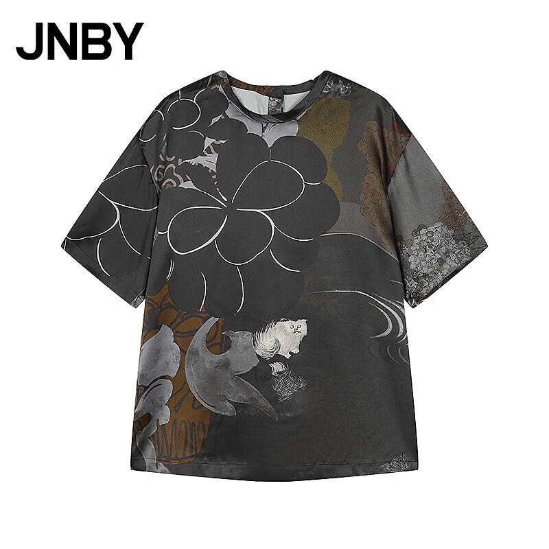 JNBY Women s 2025 Autumn Printed Silk Short Sleeve Blouse M