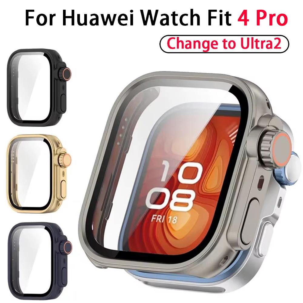 Gehärtetes Glas+PC-Hülle Für Huawei watch Fit 4 Pro Displayschutz Bumper Rahmen Ändern Zu Ultra-Abdeckung Für huawei watch fit 4Pro