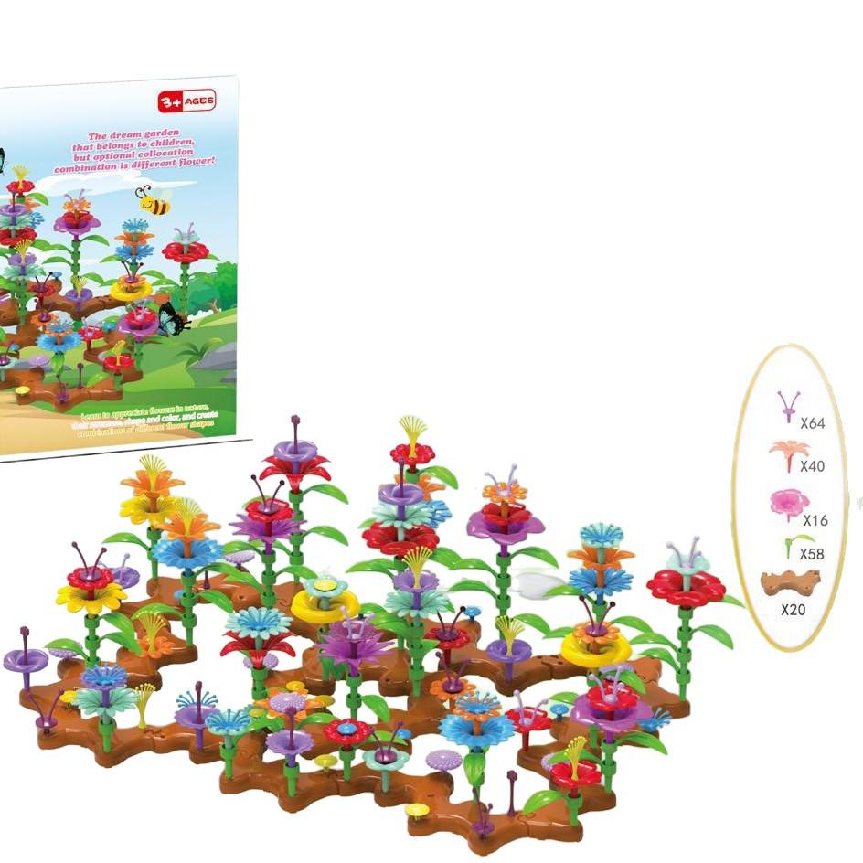DIY Ever-Changing Flower Puzzle Toys for Kids - New Chinese Style Garden Building Blocks & Handicrafts