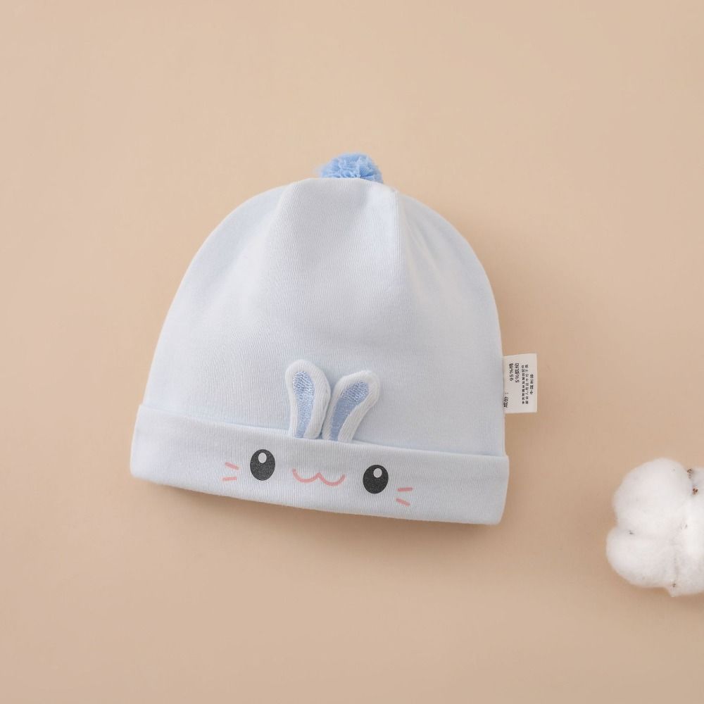 Cartoon Bear Boneless Muslin Hats 0-3 Months Infants Beanie Cap Windproof Newborn Hats Autumn