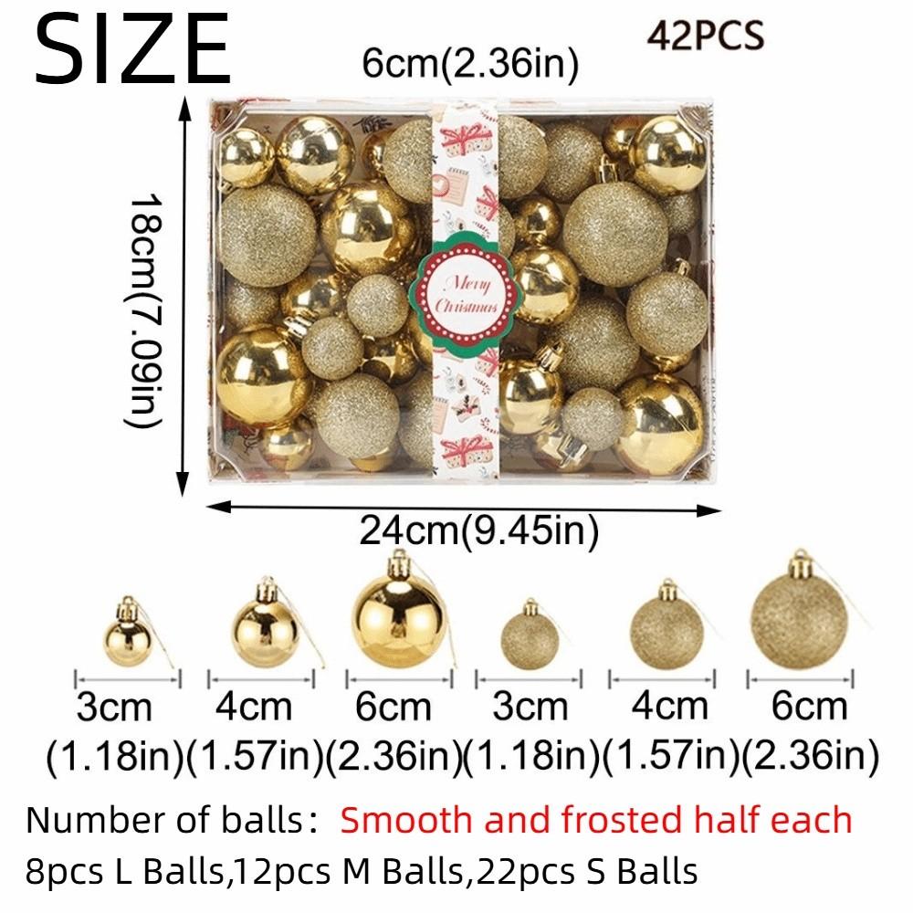 42Pcs 3/4/5cm Christmas Balls Set Creative Xmas Tree Pendants  Happy New Year Decoration