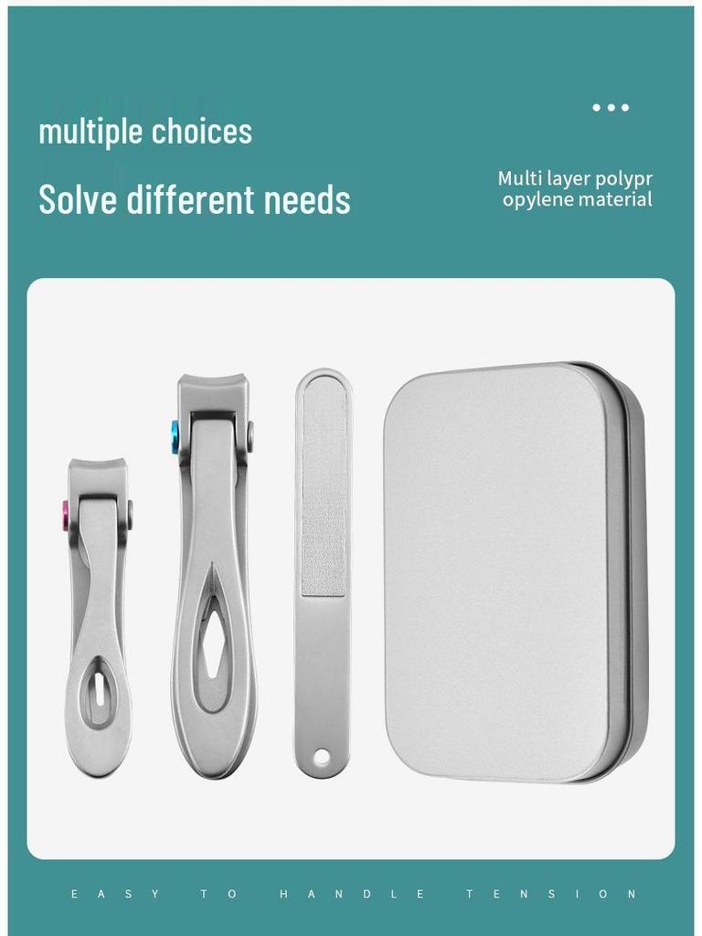 Anti-Splash Stainless Steel Large Nail Clipper Set for Thick Toenails