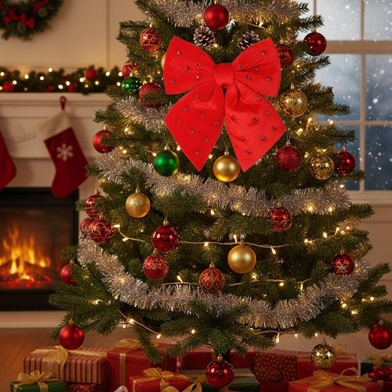 Christmas Bow Decorative Hanging Ornament for Tree Wedding and Party Decorations Perfect for Holiday and Hotel Displays